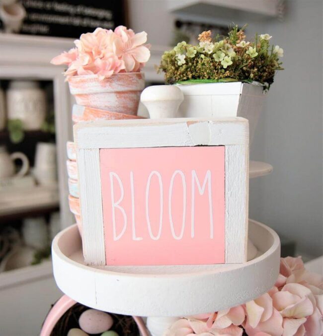 White "Bloom" Pink Canvas Accent